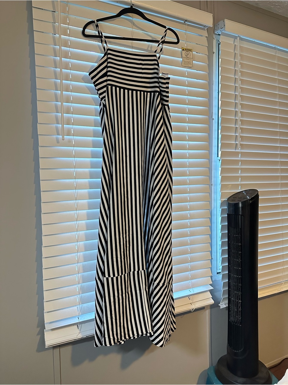 Cupshe Black & White Striped Spaghetti-Strap Maxi Dress